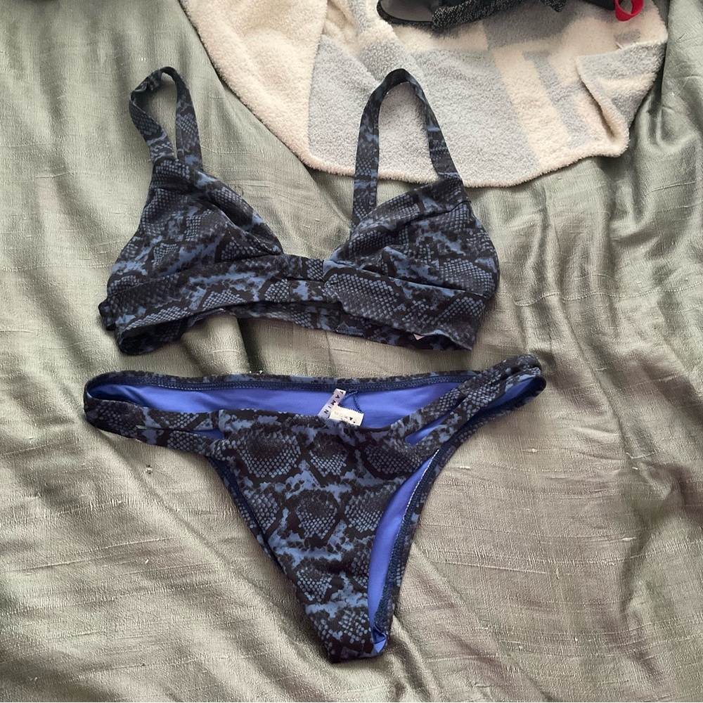 Vitamin A Blue Snake-Print Bikini Set